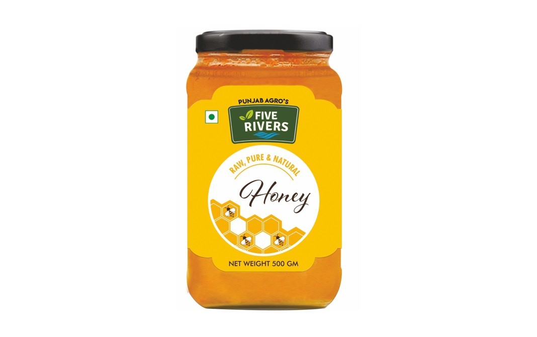 Five Rivers Raw Pure & Natural Honey    Glass Jar  500 grams